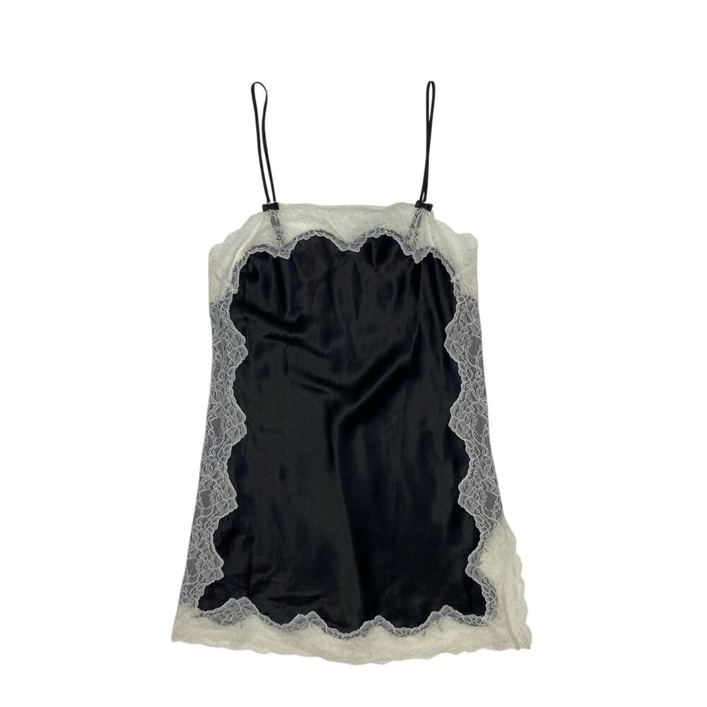 Victoria's Secret Black Slip with White Lace Trim